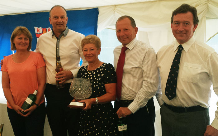 The winners (l-r): Lindsay Woods, Kevin Pratt, Liz and Bernie Vaughan, with Wells Lifeboat Operations Manager Chris Hardy
