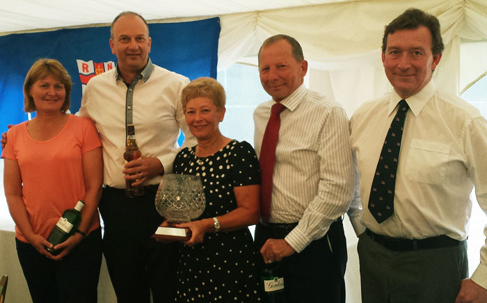 The winners (l-r): Lindsay Woods, Kevin Pratt, Liz and Bernie Vaughan, with Wells Lifeboat Operations Manager Chris Hardy