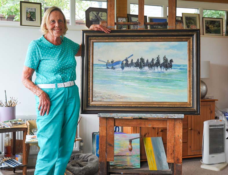 Artist Shirley Carnt with the new painting