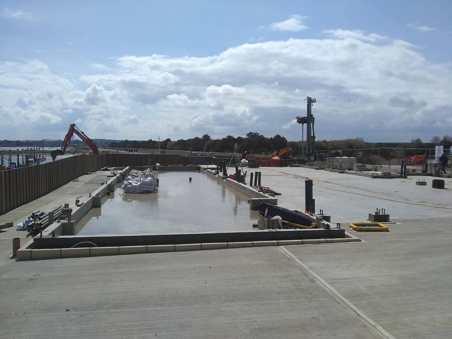 Concrete apron and foundations ready for the new boathouse