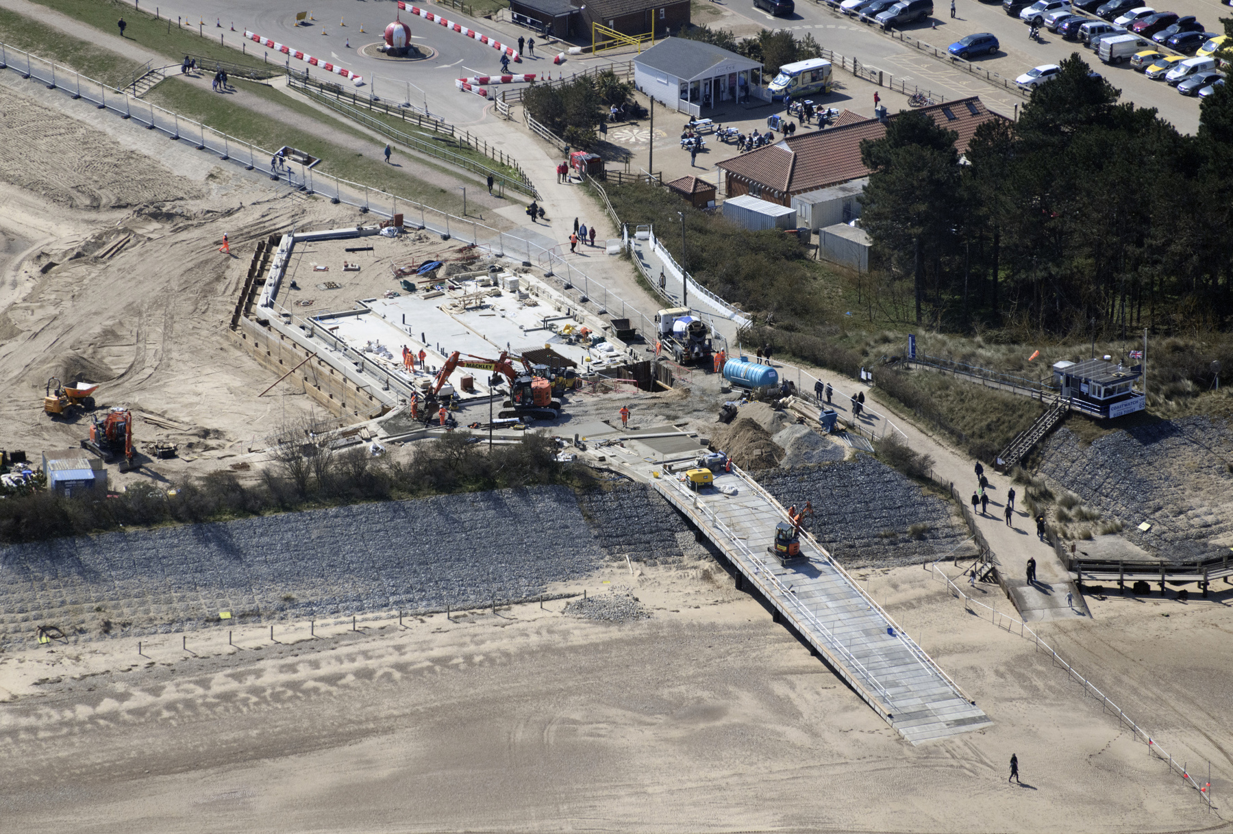 Aerial view of the site with groundworks nearing completion