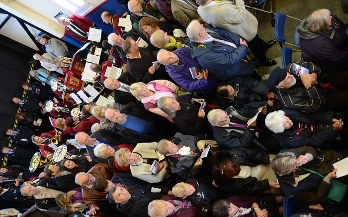 A packed boat hall for the naming ceremony