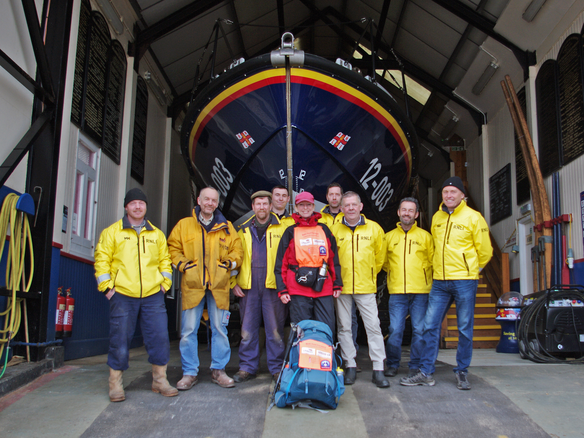 Beth Foot Forward (centre!) meets some of the crew at the boathouse, 9/3/20