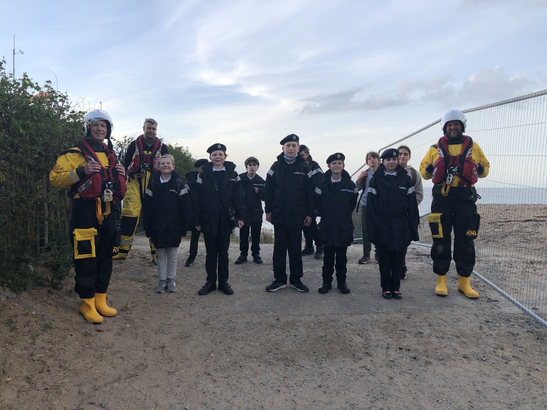 Wells Junior Sea Cadets with members of the lifeboat crew on their Mayday Mile, 12/5/21