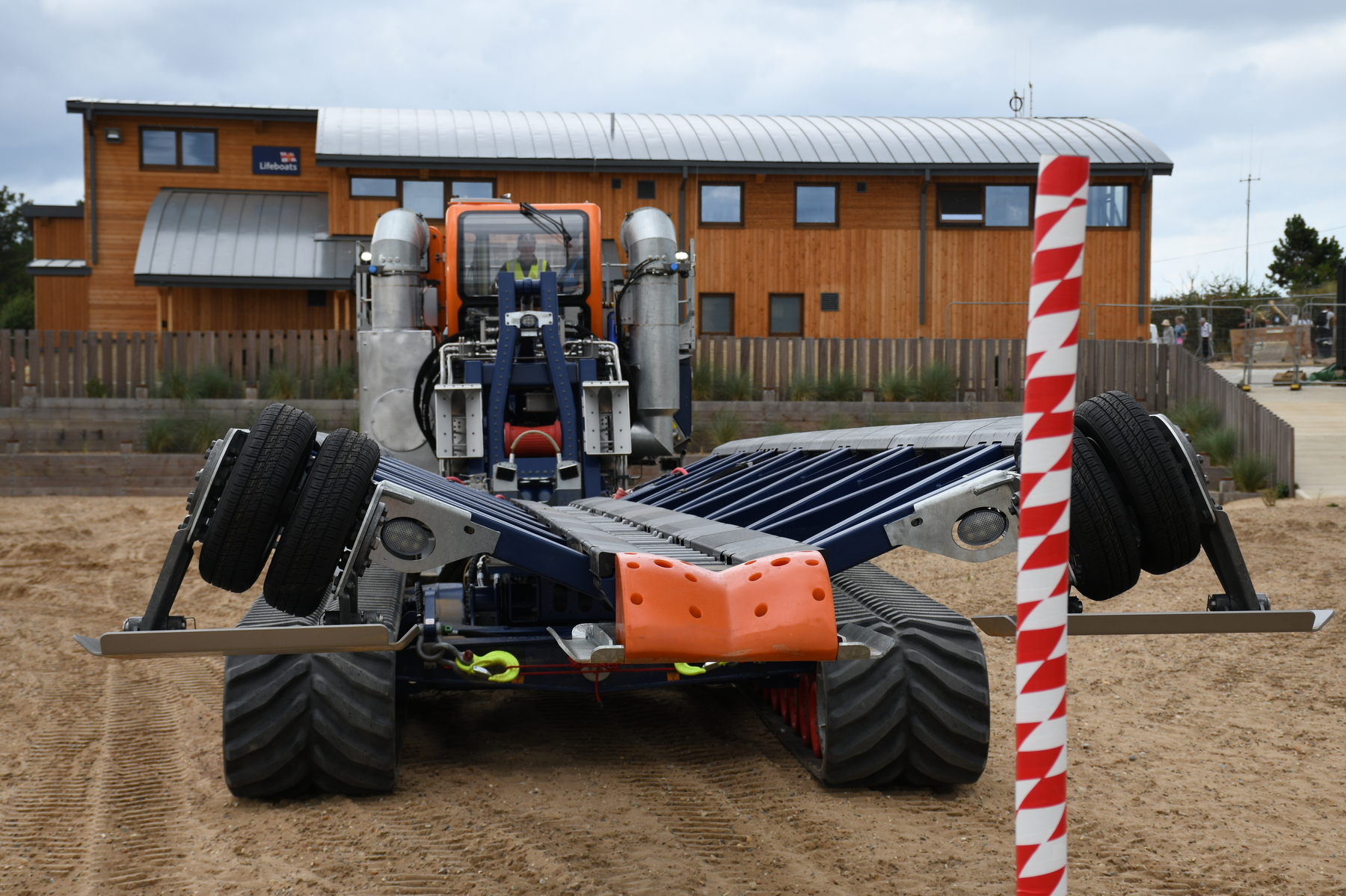 Driver training on the beach between the old and new boathouses, 3/8