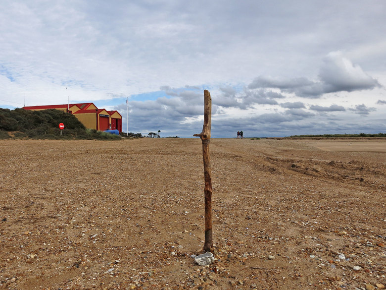 A solitary stick marks the approximate south-east corner of the site where the new lifeboat station will be built