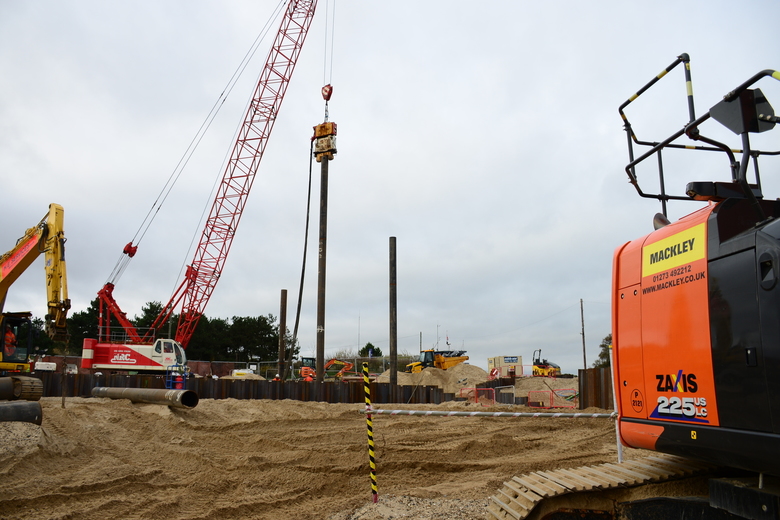 Installing piles for the new building