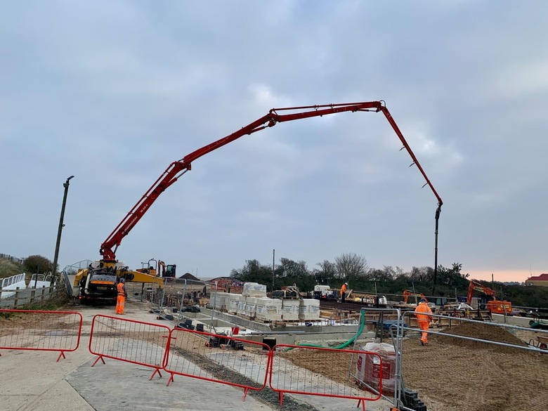 After last week's delay, the last major concrete pour is started