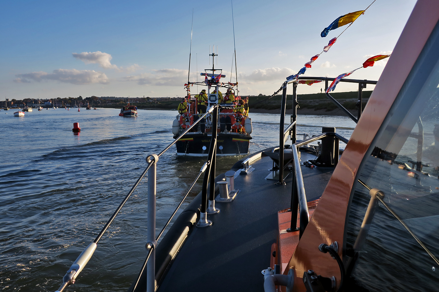 Oakley leading Mersey leading Shannon to the quay; 57 years of Wells' lifeboats together