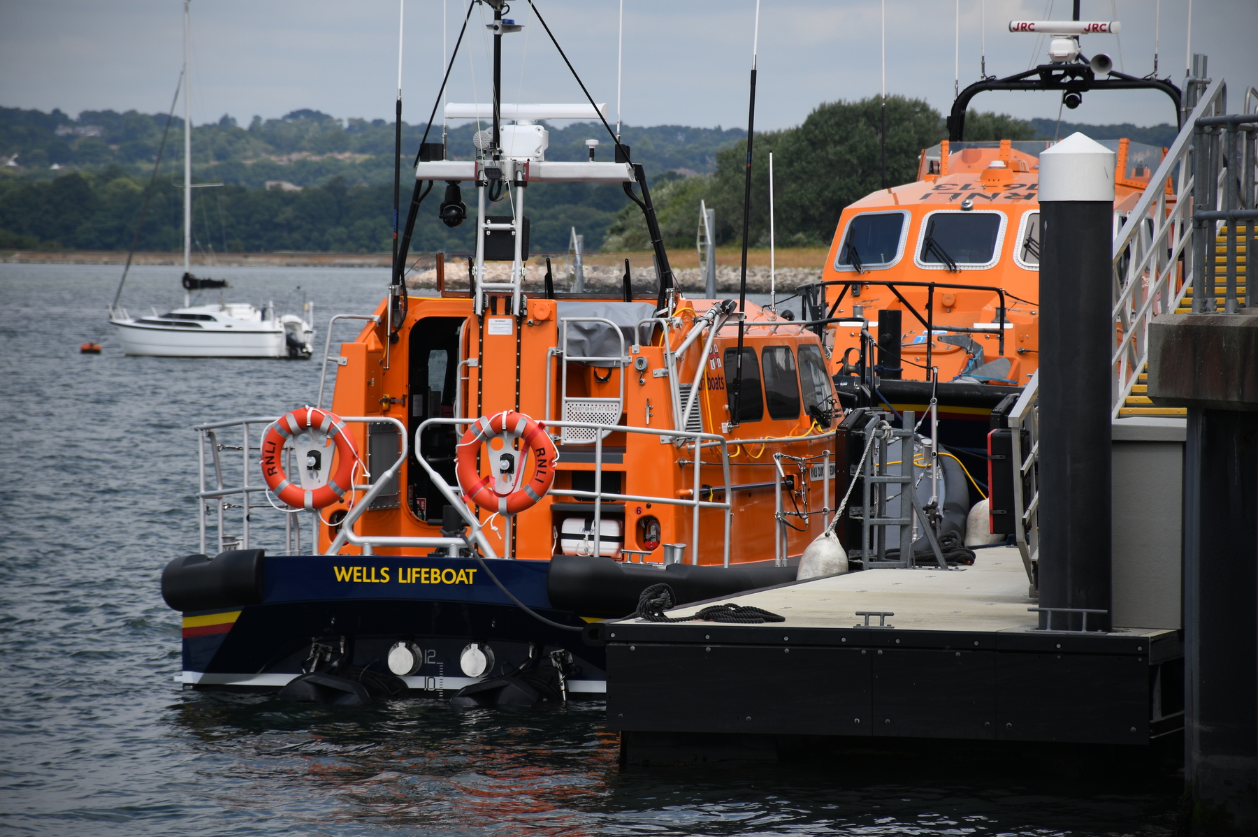 The future 'Wells Lifeboat' on the pontoon awaiting systems commissioning, tests and sea trials
