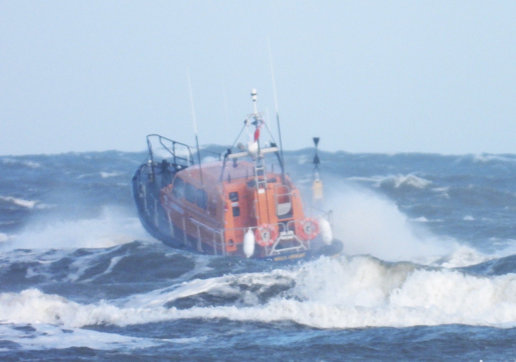 At the harbour entrance in moderate to rough conditions