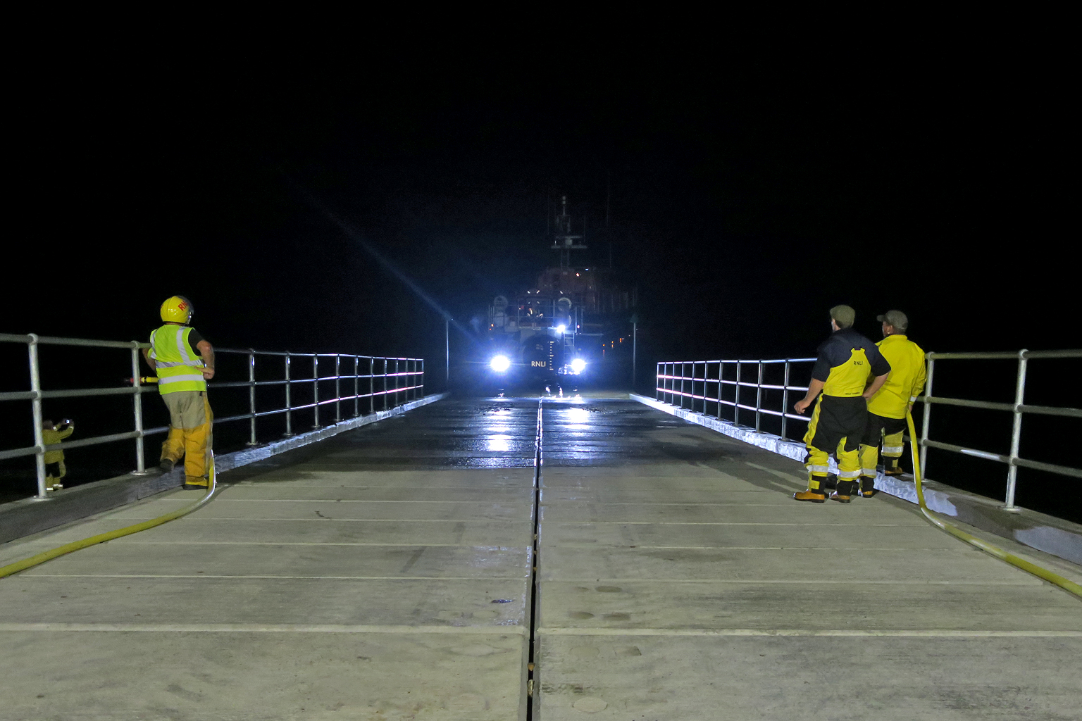 SLRS brings 13-46 onto the ALB ramp for the first time prior to being washed down and taken into the boathouse