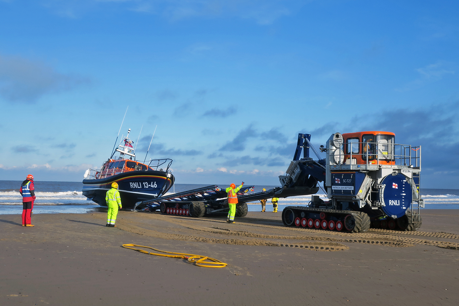 Recovery on Holkham beach during crew passouts ready for the Shannon to go on service