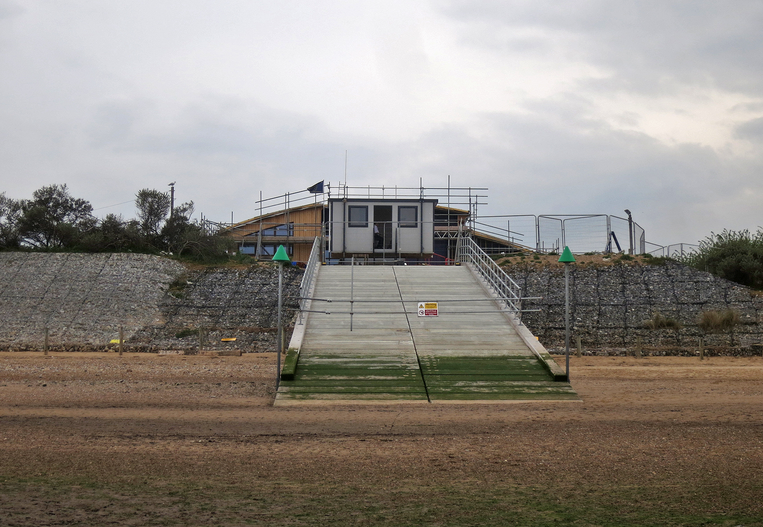 ALB ramp featuring temporary NCI Coastwatch portacabin while their lookout is refurbished