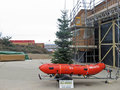 Tree and decorative Arancia-class lifeboat set up for Christmas