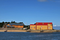 New and old boathouses side by side