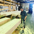 Glulam beams being prepared at Buckland Timber in Devon
