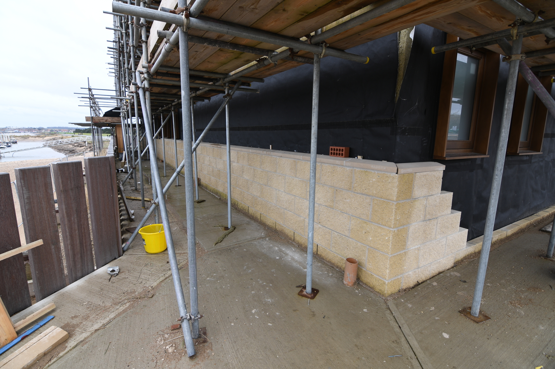 The building's exterior blockwork walls finally being added