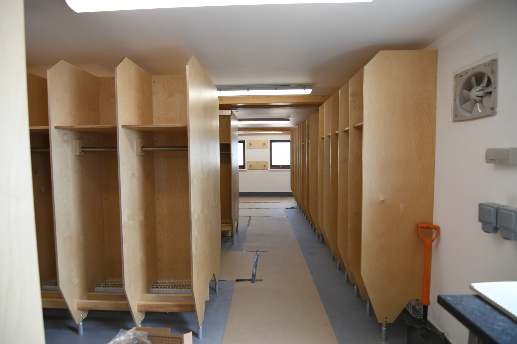 Lockers being installed in changing room