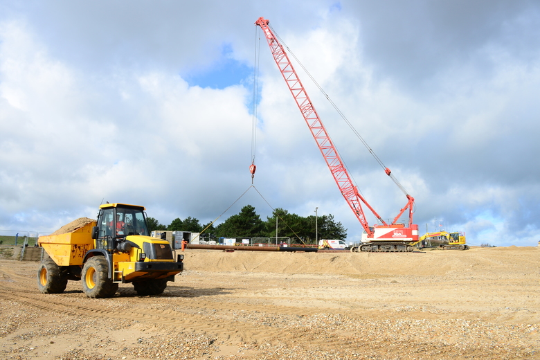 Piling materials arriving on site