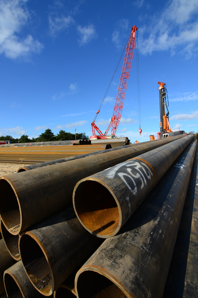 Piling ready for boathouse foundatons