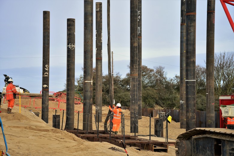 Installing piles for the new building