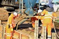 Pouring concrete at the top of the ILB ramp