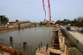 Freshly poured concrete on the eastern side of the building slab