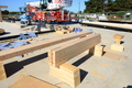 Beams being prepared to put into place