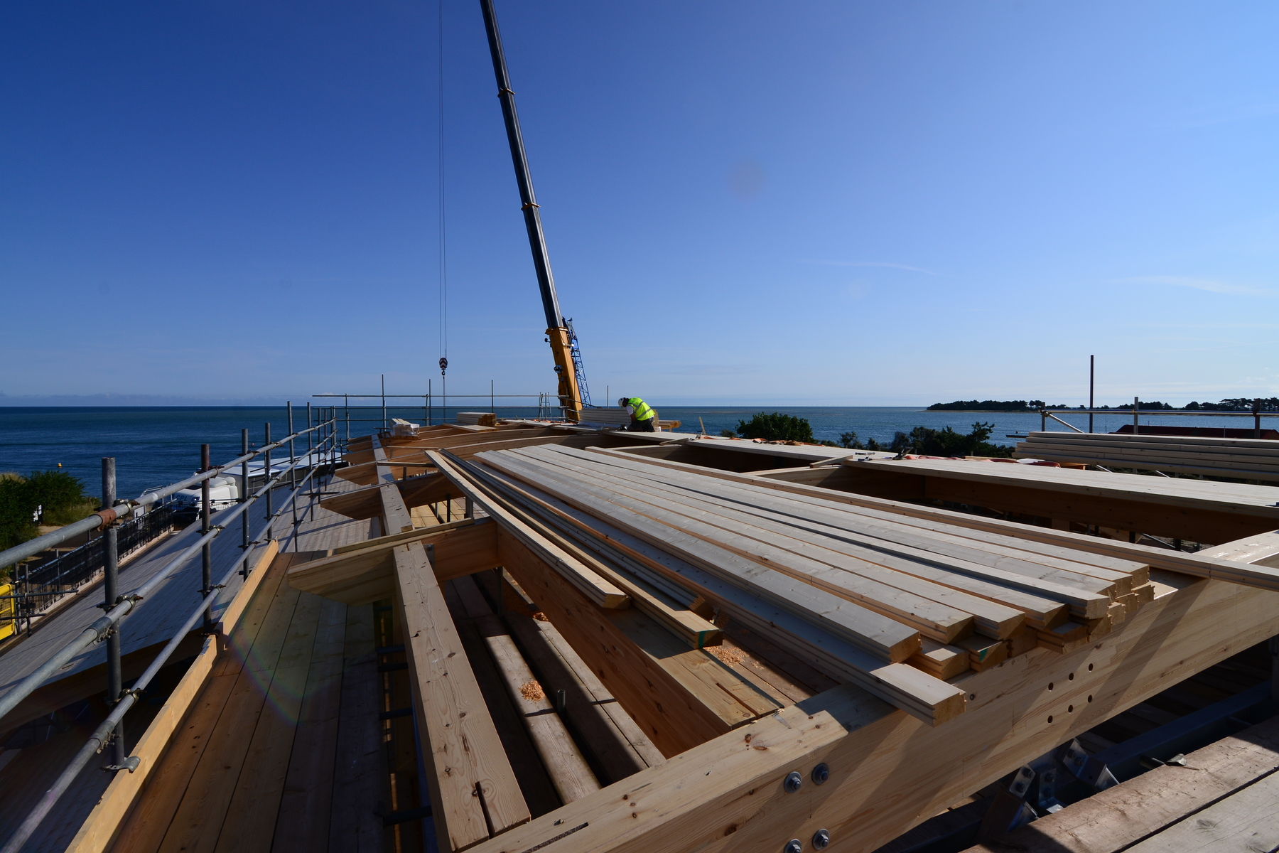 Planking the main boat hall roof