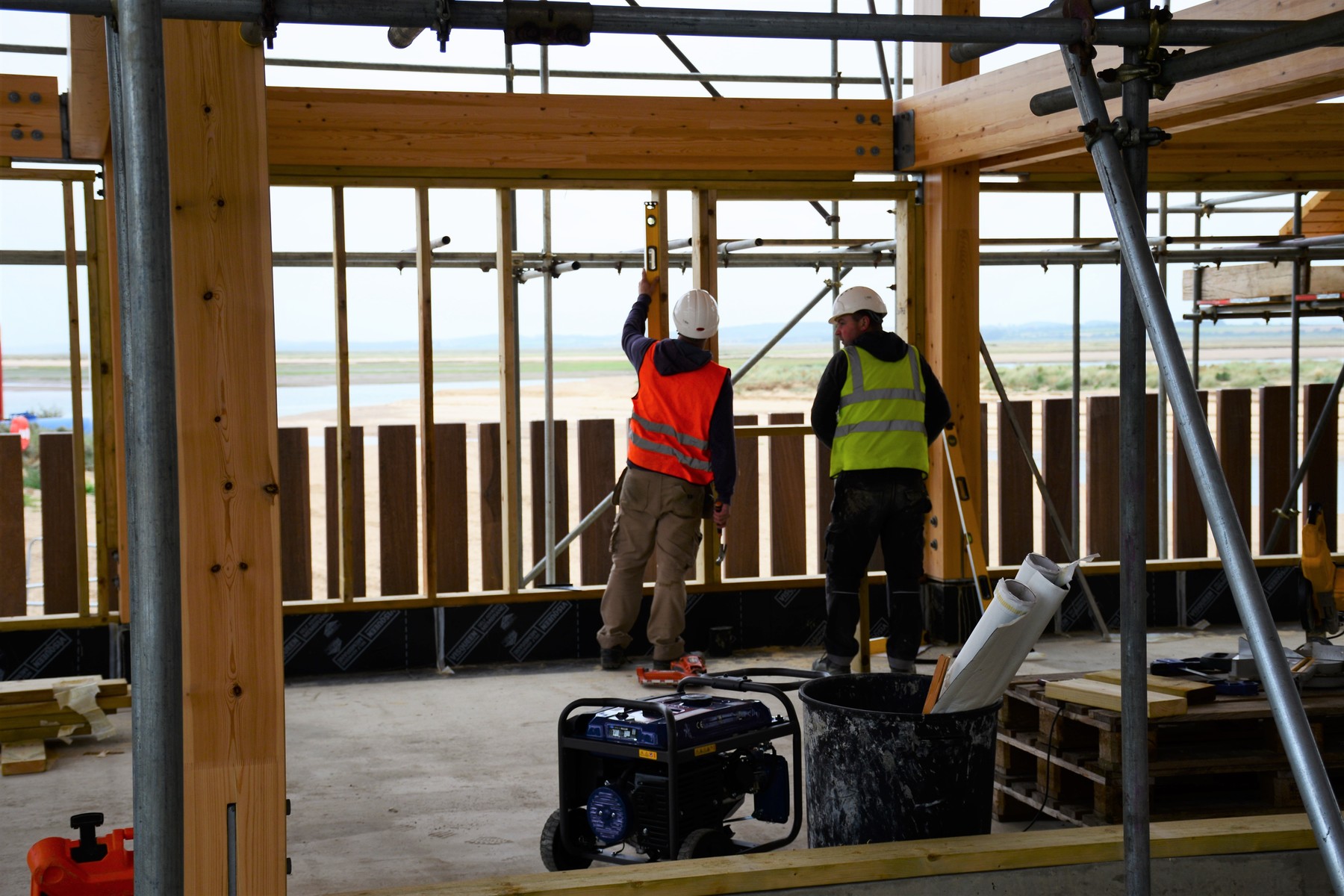 A start on the stud walling on the eastern side of the building