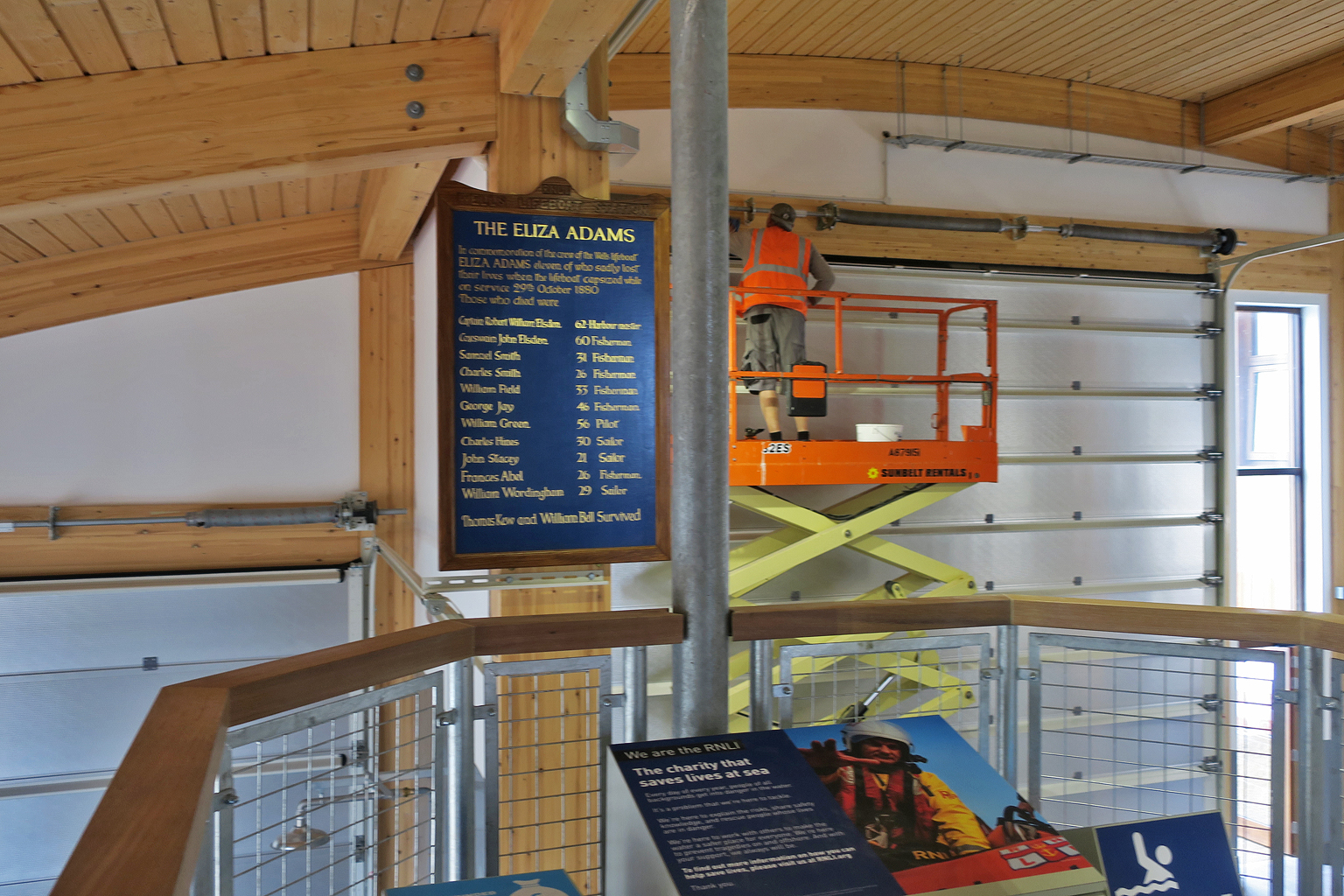 New board commemorating the loss of the Eliza Adams lifeboat and 11 of her crew in 1880