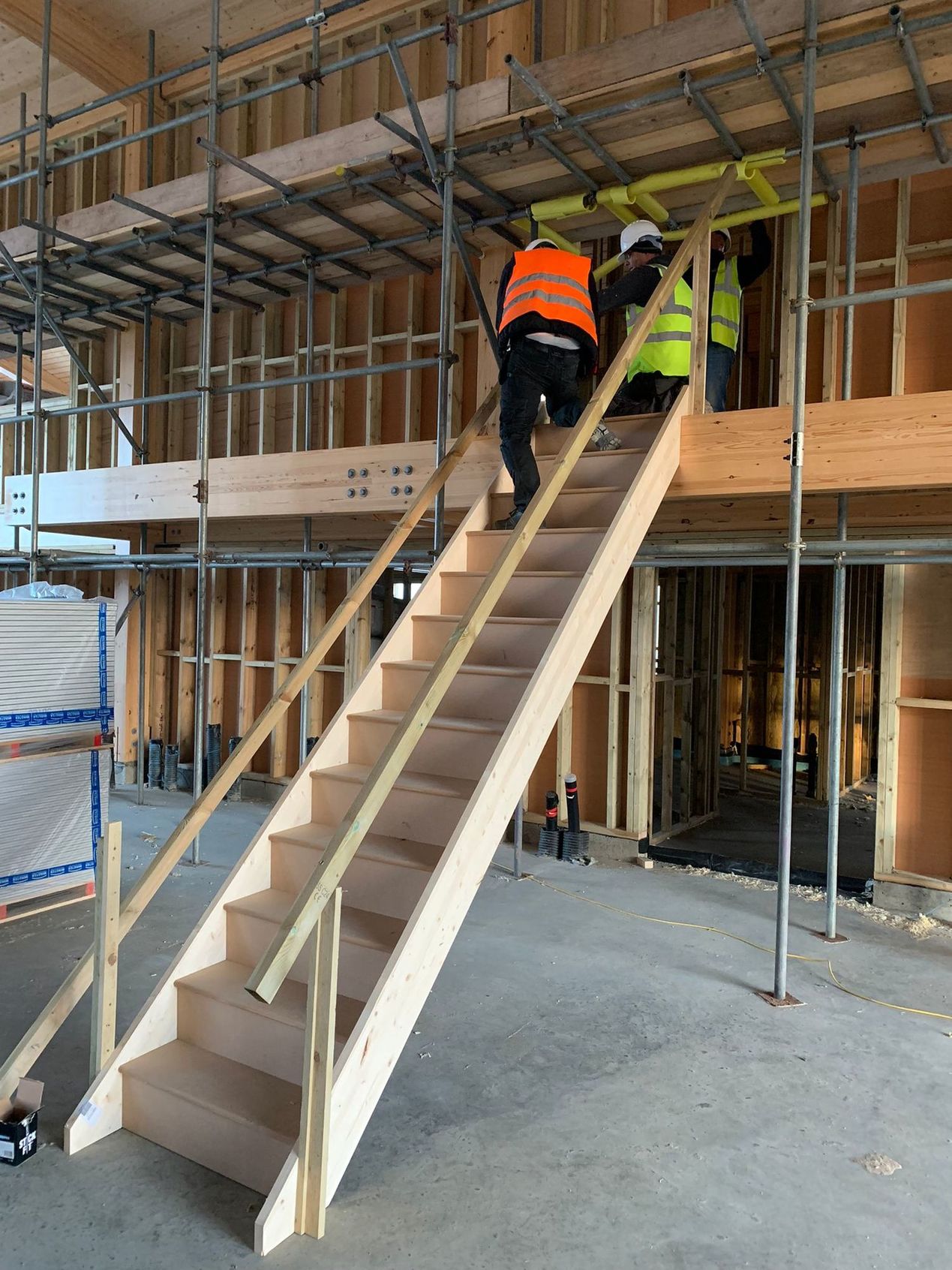Temporary staircase added from the boat hall to the first floor for the builders