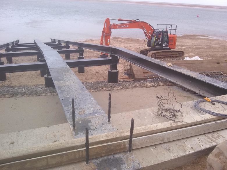 ALB ramp with completed steelwork, the hole refilled and the tide back in