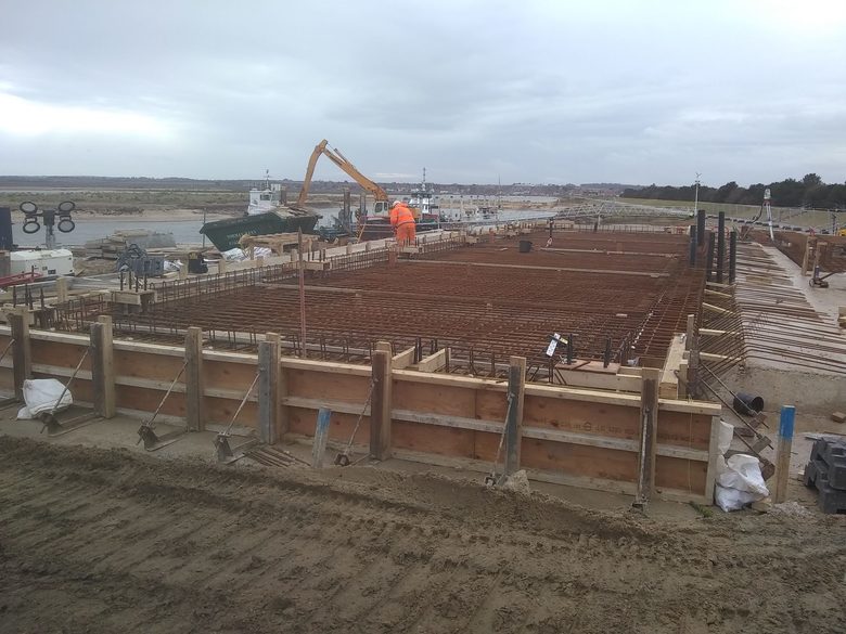 Reinforcing steel in place on the main site ready for concrete to be poured