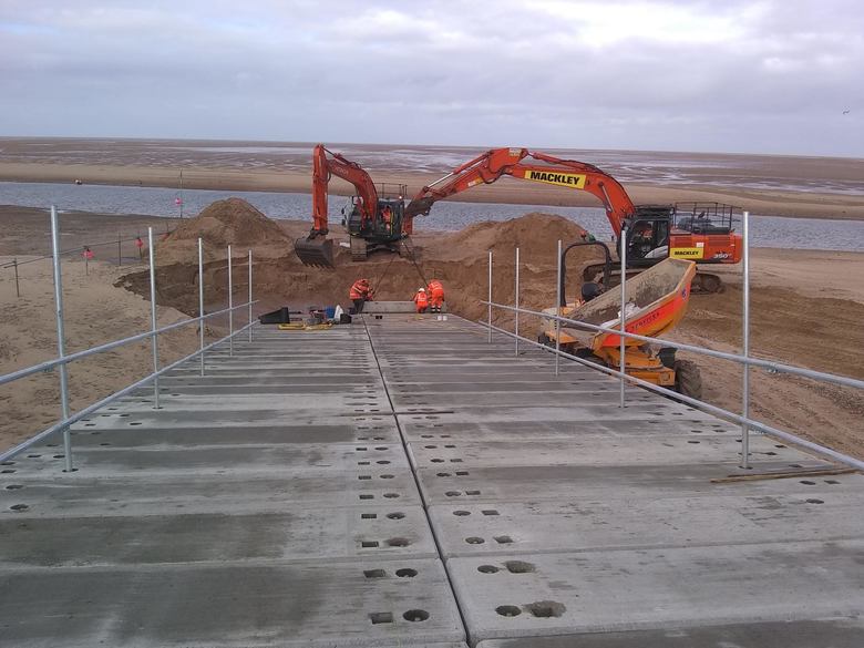 Foot of ALB ramp exposed again as final concrete planks are installed