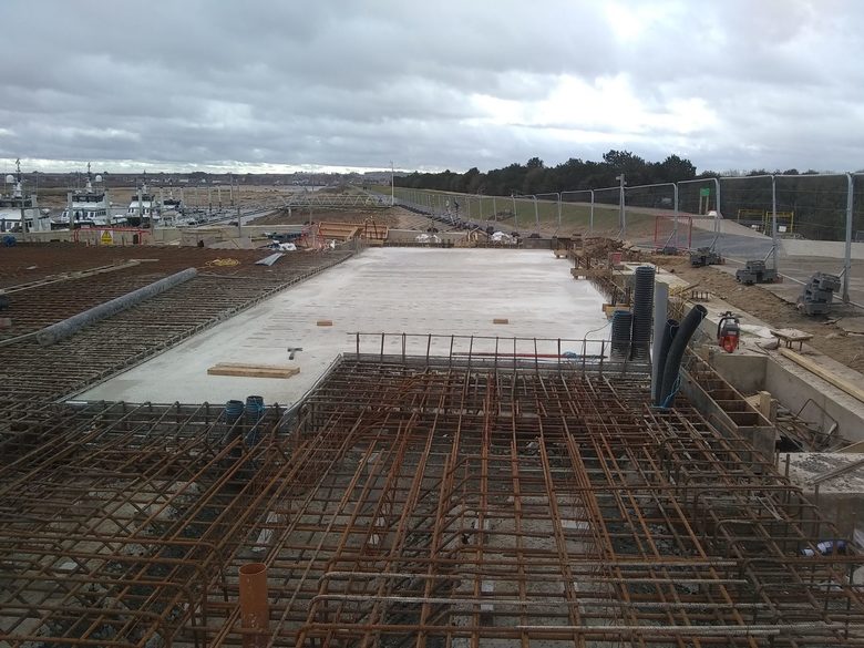 Concrete poured on the south-west part of the building slab