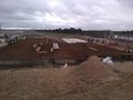 Reinforcing steel work in place on the building slab