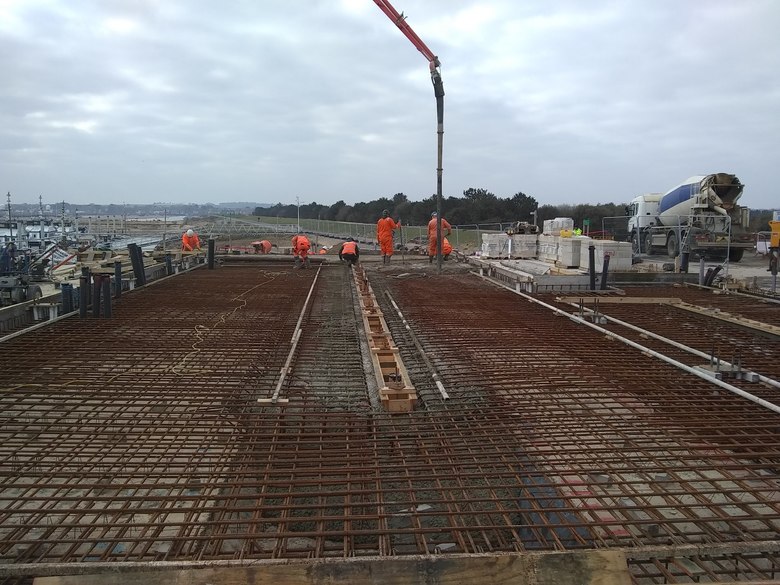 After last week's delay, the last major concrete pour is started