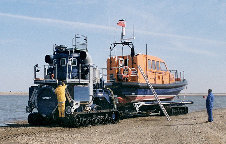 FCB2 recovered onto the Supacat, prototype SLRS launching carriage