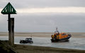 Talus with lifeboat in tow crossing the channel