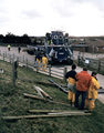 Fence hastily removed to make enough room for the Supacat to drive up onto the beach