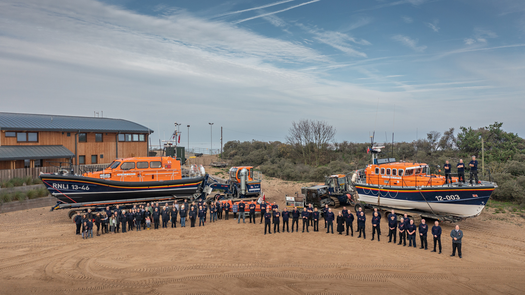 All three lifeboats plus crew past and present, families and friends assembled to mark the occasion