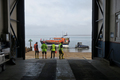 The Mersey leaves the old boathouse for the last time