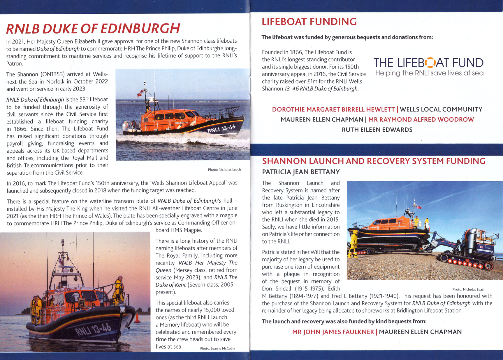 Order of service for RNLB 13-46 Duke of Edinburgh, June 2023 