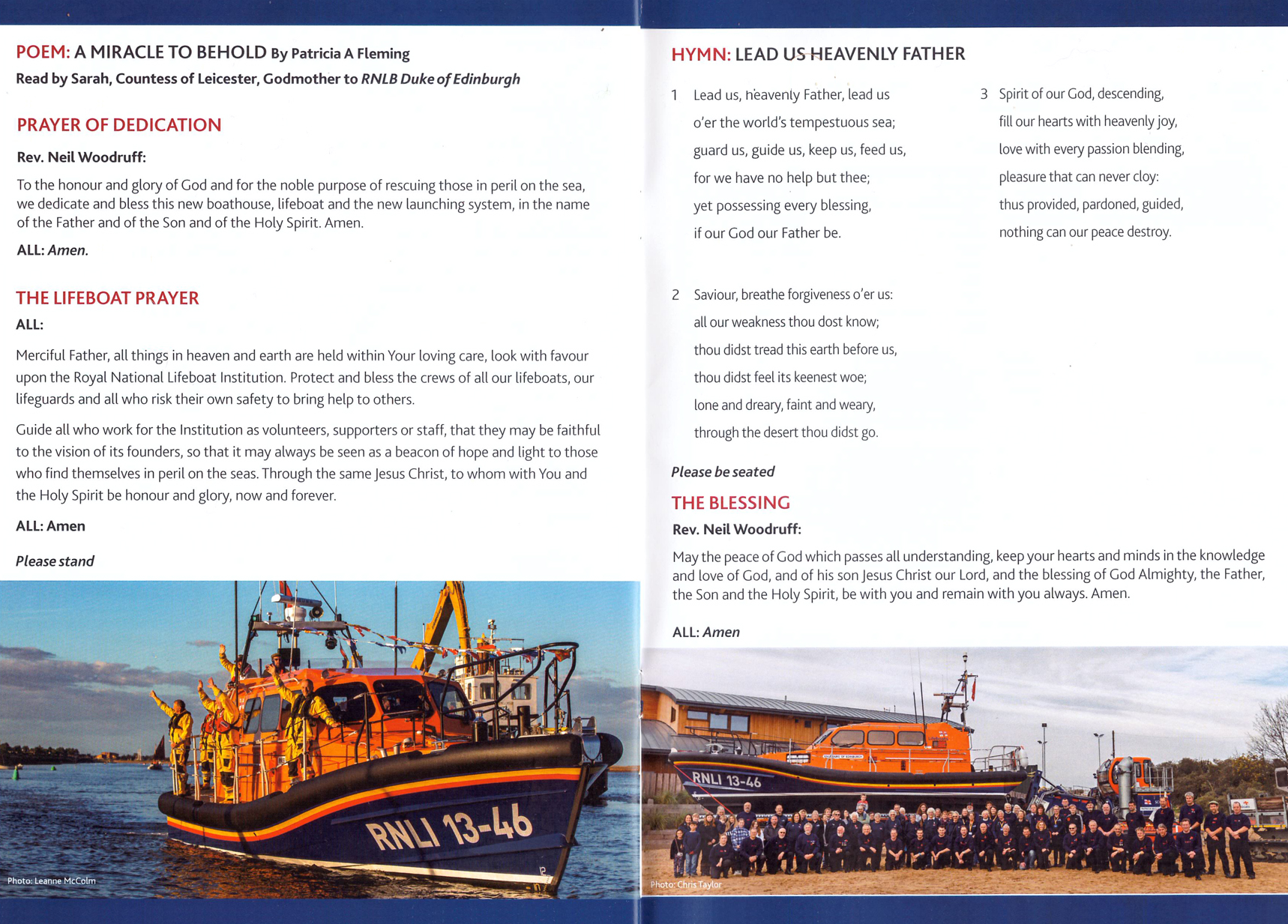 Order of service for RNLB 13-46 Duke of Edinburgh, June 2023 