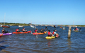 Superhero 2015 - start of 4 mile kayak leg leaving Burnham Overy Staithe