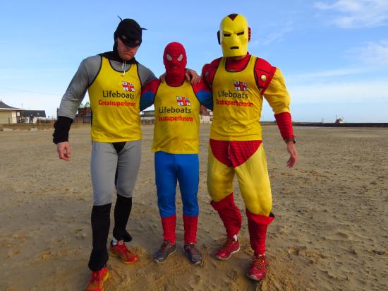 superheroes running over 400 miles from Norfolk to Newcastle for the RNLI...