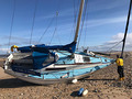 A bridle is rigged and an anchor laid out, ready to refloat the standard yacht 'Colchis' on the afternoon tide, 6/3/20