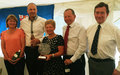 Golf Day winners (l-r): Lindsay Woods, Kevin Pratt, Liz and Bernie Vaughan, with Wells Lifeboat Operations Manager Chris Hardy